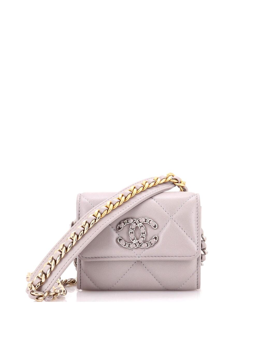 Chanel 19 Card Holder On Chain Quilted #342440C20B